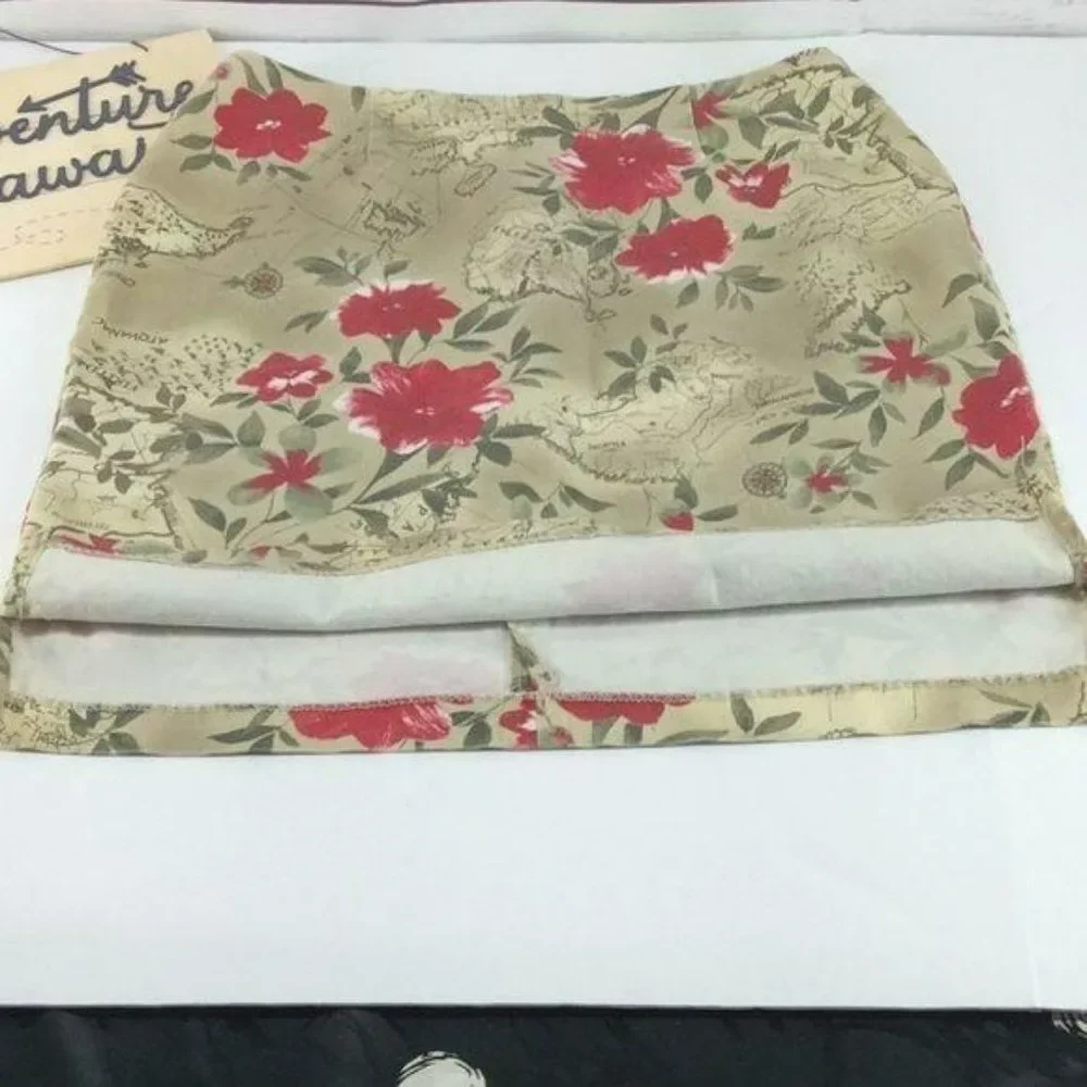 Eric Spencer Floral Map Print‎ Tapestry Style Size 10 travel Skirt